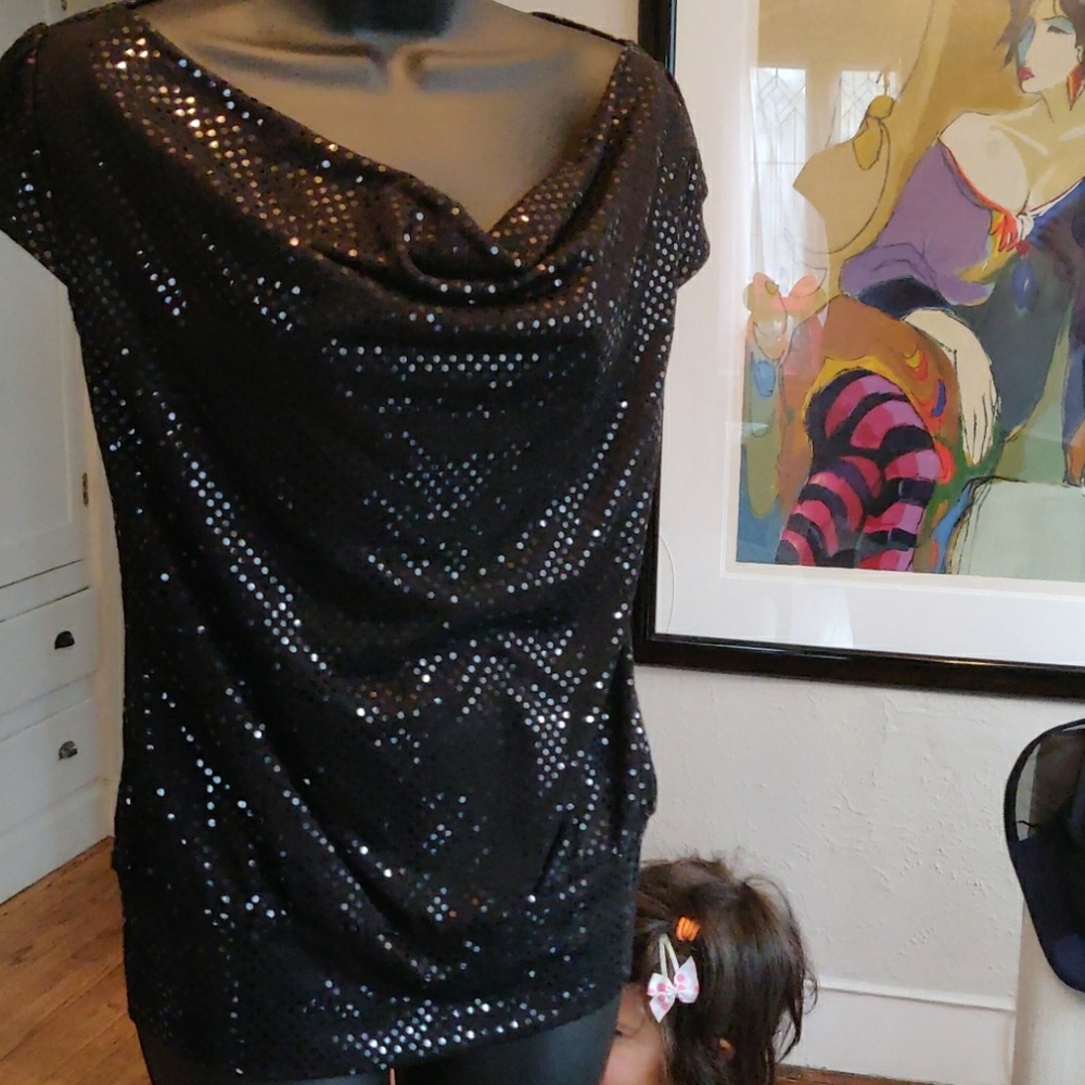 Sequin black top